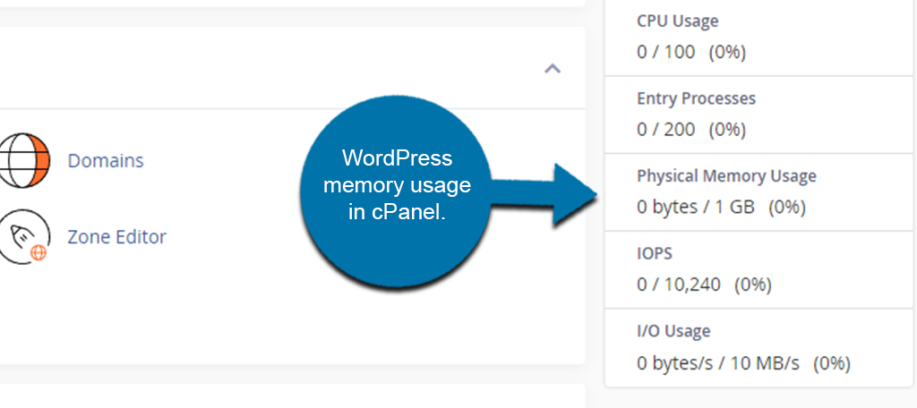 WordPress Memory Usage in cPanel